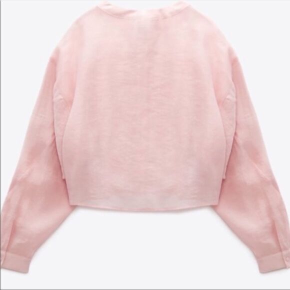 Zara romantic pink lyocell blend ruffle blouse - Picture 8 of 11